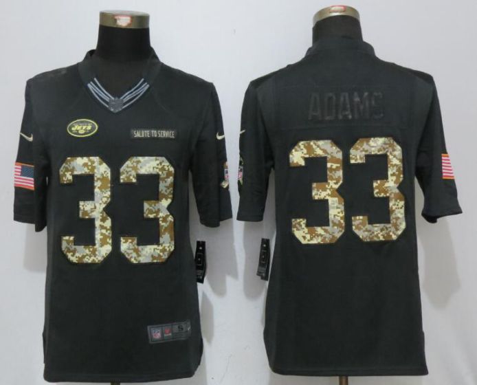 Men New York Jets #33 Adams Anthracite Nike Salute To Service Limited NFL Jerseys